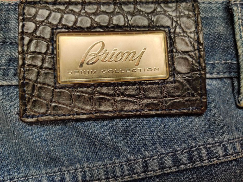 Brioni джинсы прямого кроя с отделкой из кожи крокодила