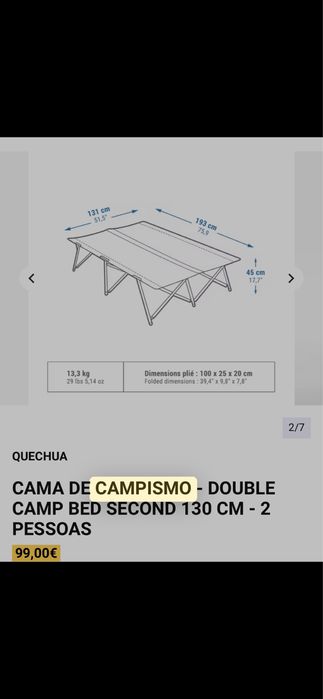 Venda de cama de campismo e tenda