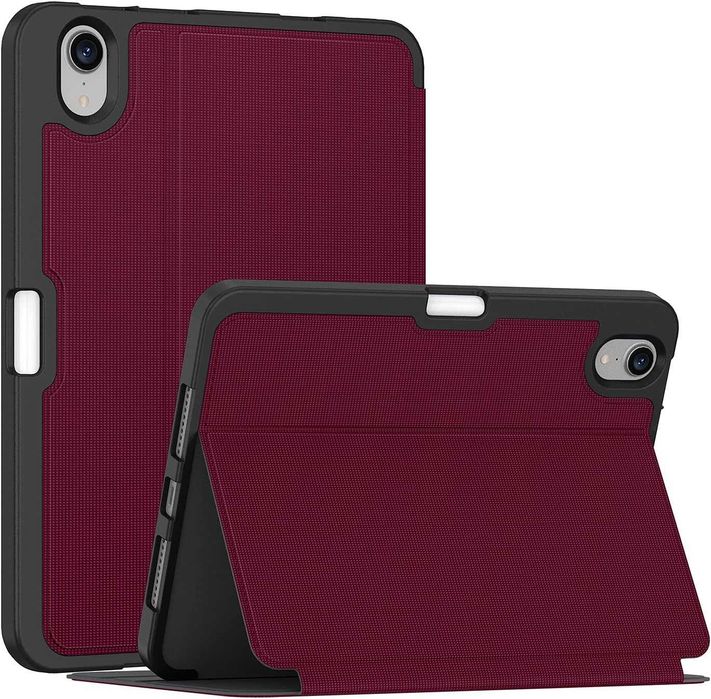 Nowe etui do iPad Mini 7 8,3 cala, bordowe, stojak, miejsce na Pencil