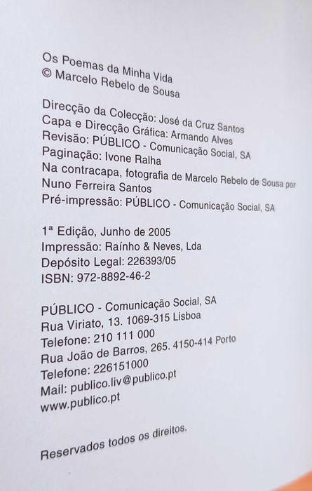 Os Poemas da Minha Vida - Marcelo Rebelo De Sousa