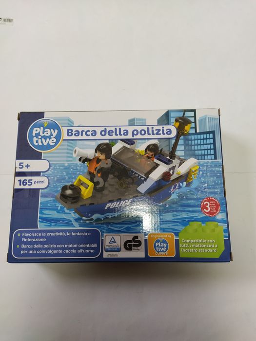 Compatível lego- barco de patrulha policia