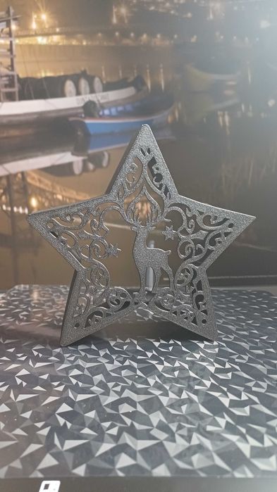 Estrela de Natal – Porta-Vela 3D “Reindeer” – Decoração Natalícia