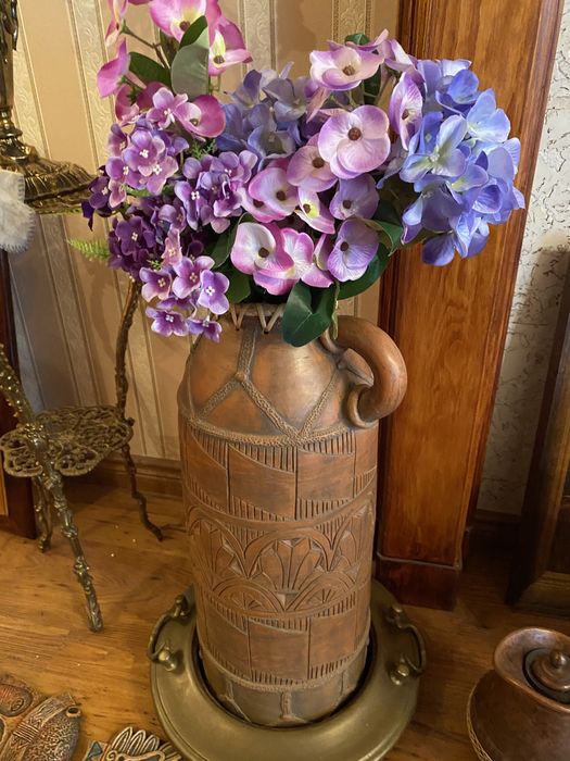 Wazon-dzban ceramiczny w stylu egzotycznym Vintage