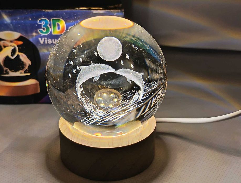 Candeeiro de cristal em forma de golfinho em forma de coração