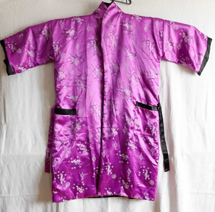 Халат двостороннє японське кімоно довге сакура дракон з поясом XL