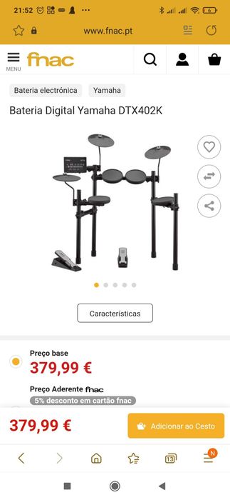 Bateria Yamaha digital DTX402K