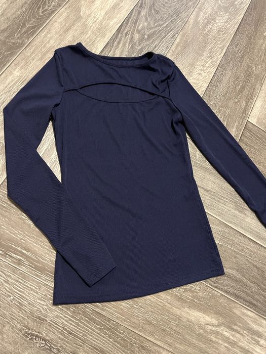 Лонгслів жіночий.Кофта у рубчик.Темно синя кофта