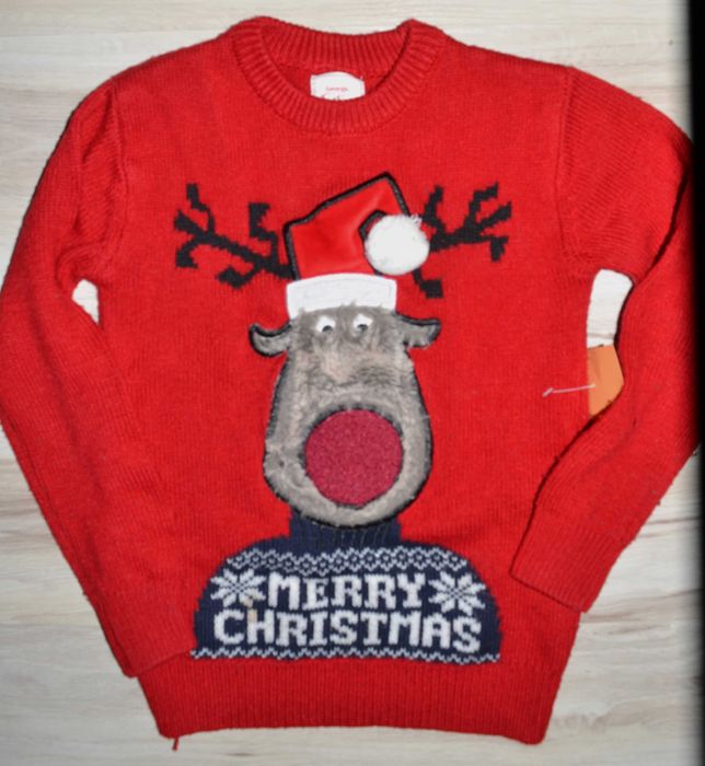 312* George Świąteczny sweter renifer Rudolf 5/6 lat_ 110/116 cm
