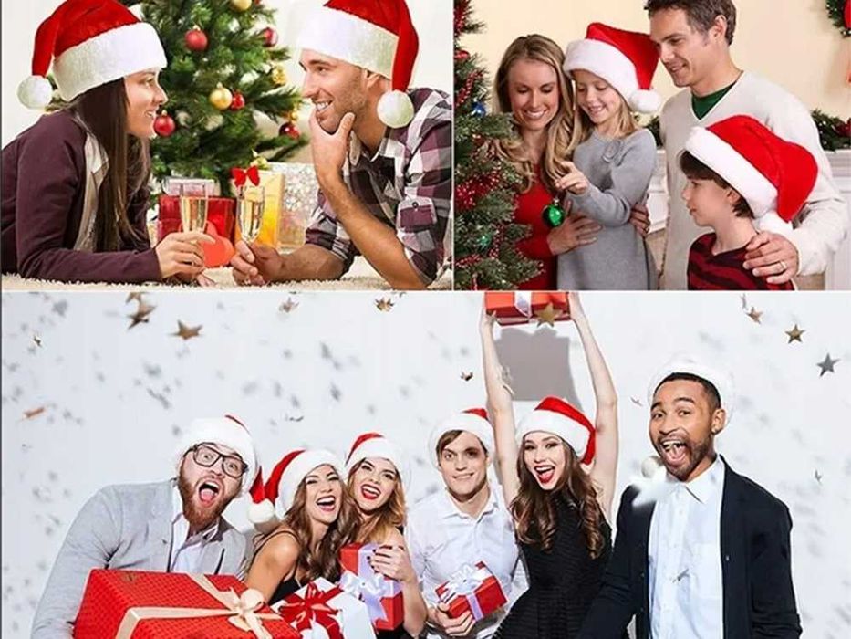 CZAPKA ŚWIĘTEGO MIKOŁAJA Puszysta Czerwona. Dobra Jakość Ho Ho Ho !!!