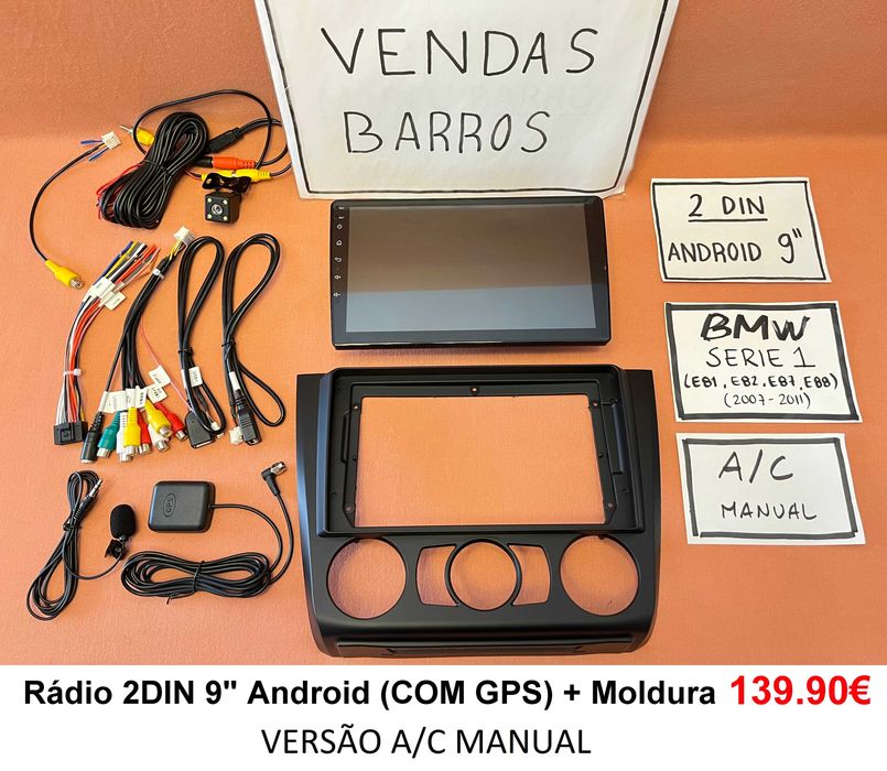 (NOVO) Rádio 2DIN 9" • BMW Serie 1 (E81 E82 E87 E88) • Android 4+64GB