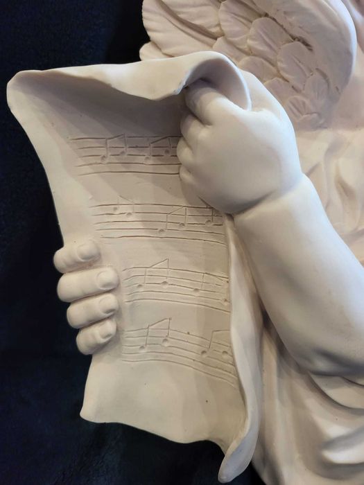 Placa Decorativa Dupla de Anjos em Marfinite (Relevo)