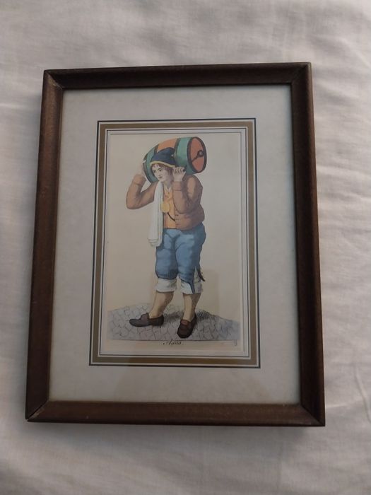 Gravura emoldurada em quadro de madeira.  titulo  Água
16 cm por 20 cm