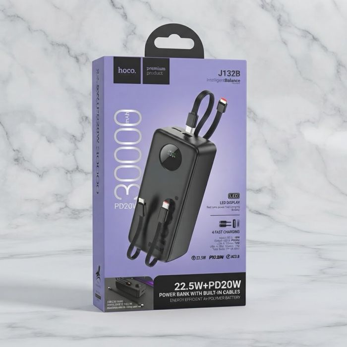 Повербанк HOCO J132B 30000 mAh 22.5W з кабелями