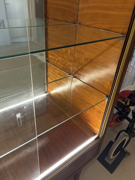 Cristaleira vitrine Vintage em Madeira e Vidro | Mid-Century