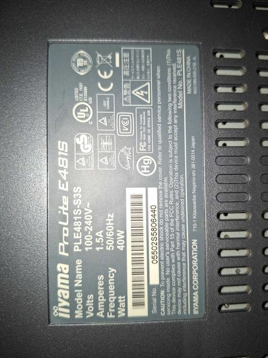 Monitor Iiyama Prolite E481S - retro