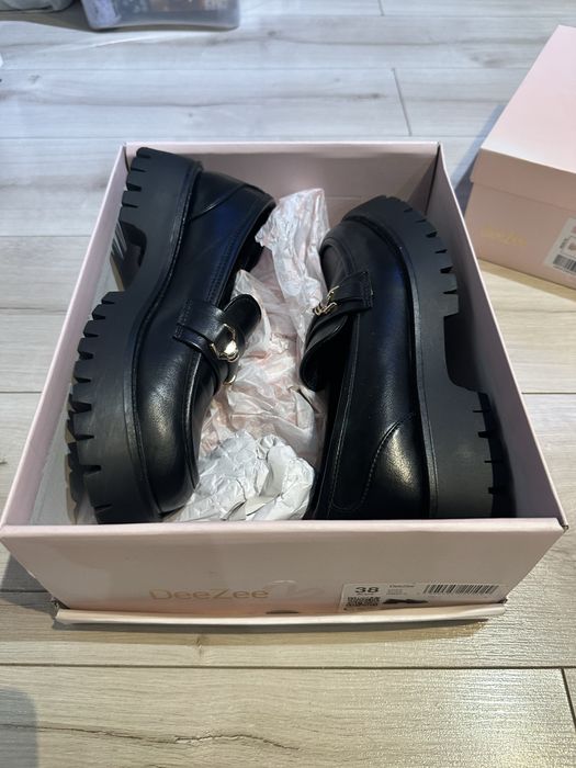 Mokasyny czarne ekoskóra rozm 38