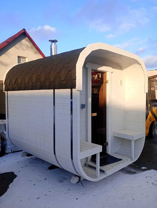 Sauna Circle Large Close 3,0m z przedsionkiem beczka sauna ogrodowa