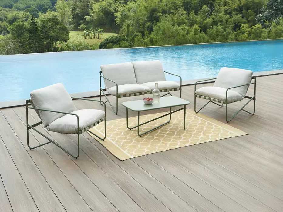 nowoczesny zestaw nowych mebli ogrodowych MIlope kanapa 2 fotele stół