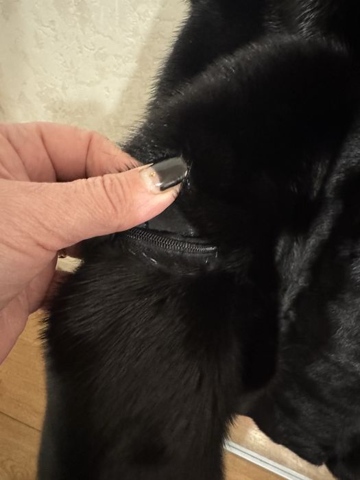 ХL  Норковая шуба с капюшоном ,черная авто леди полушубок