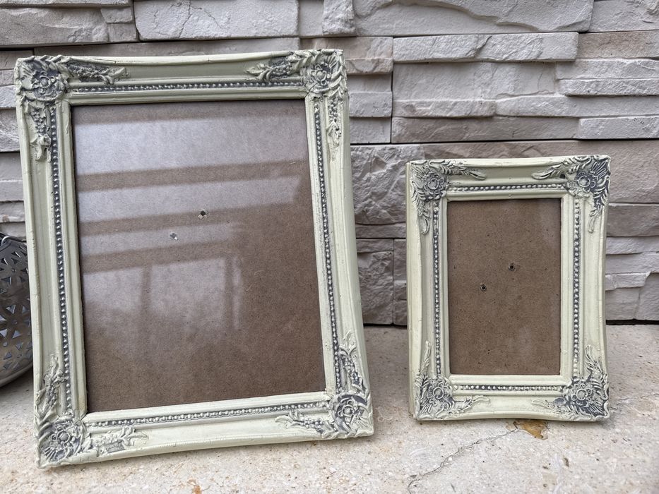 Dwie ramki drewniane Vintage ramka dtewniana rzeźbiona za szklem