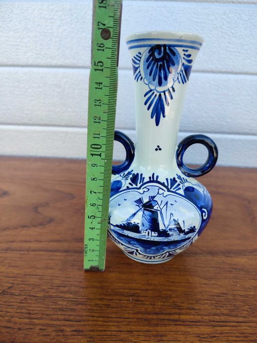 Ceramiczny wazon Delft - Holandia - ręcznie malowany - F