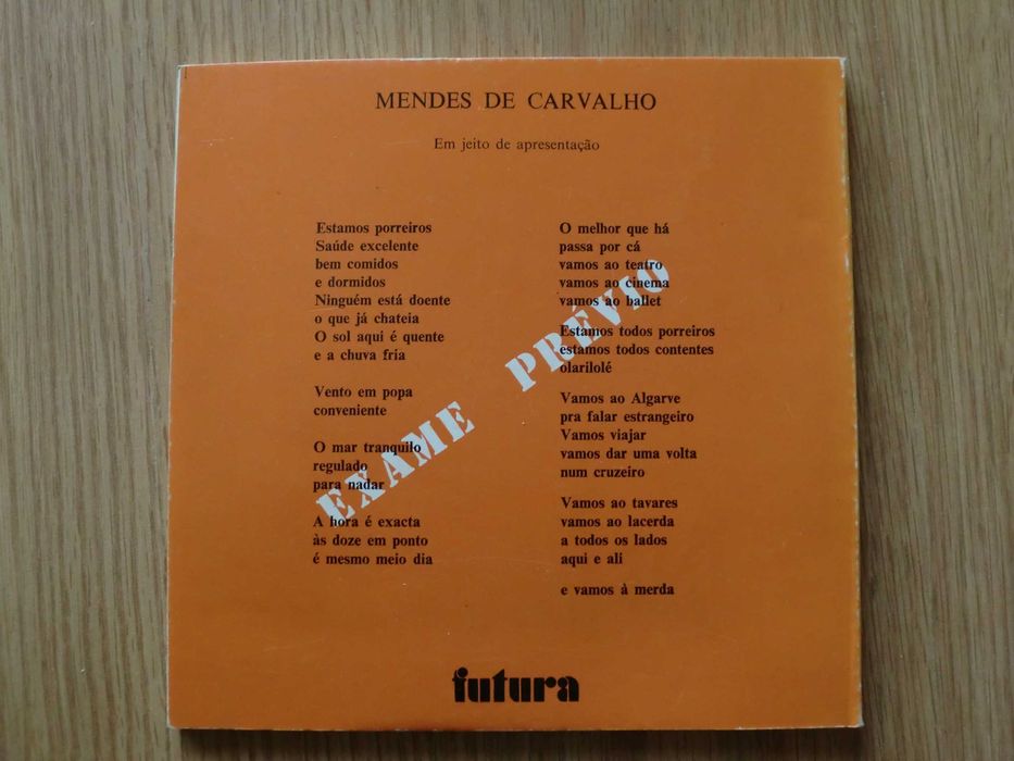Poemas de ponta & mola de Mendes de Carvalho
