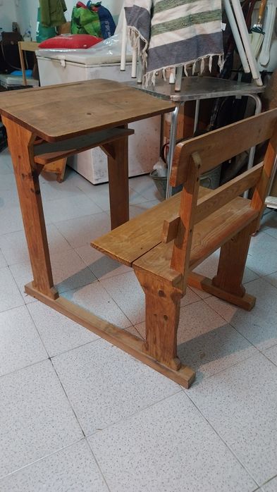 Secretária escola antiga madeira