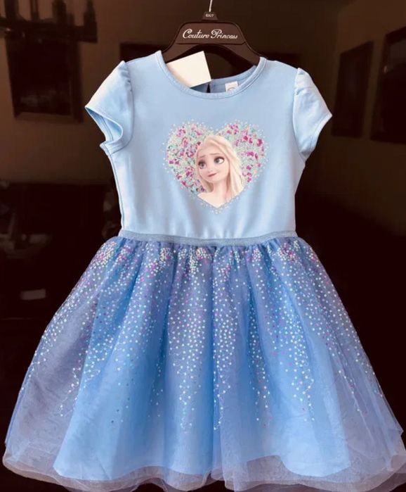Elsa, Elza, Frozen, Kraina sukienka NOWA 122 128 TIUL, cekiny HM