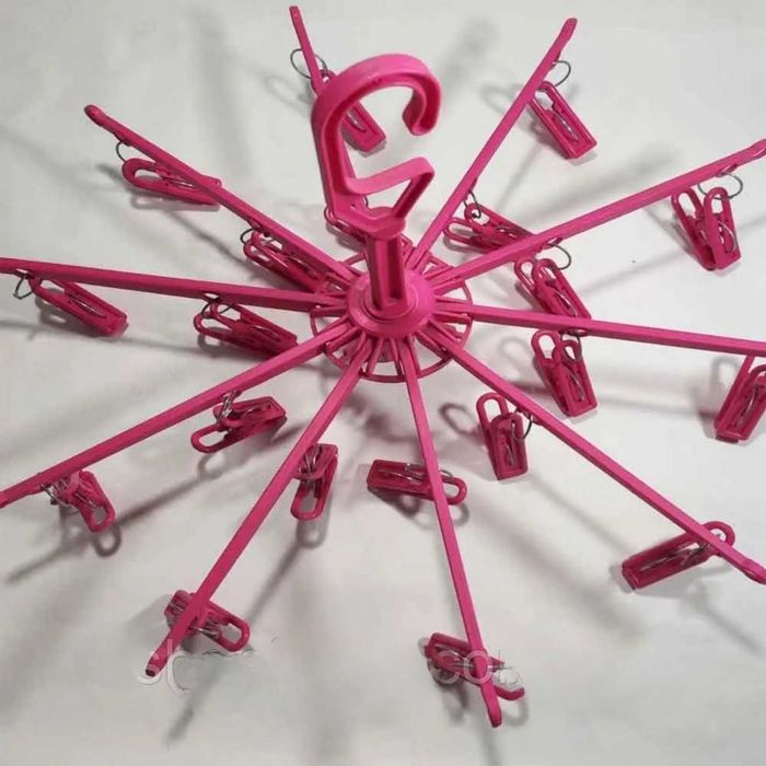 Сушилка, вешалка для белья, одежды круглая складная с прищепками