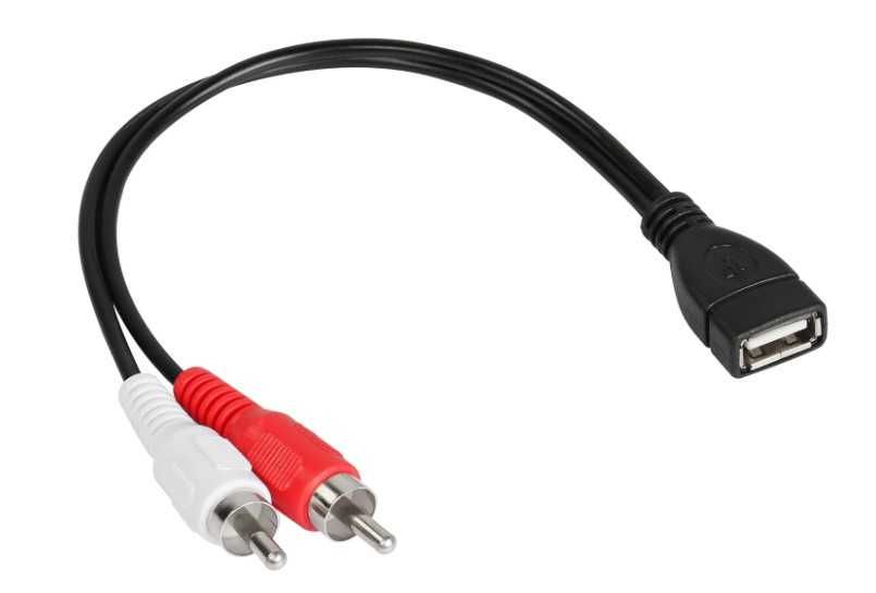 Kabel USB-A 2.0 na 2xRCA 15cm CERRXIAN