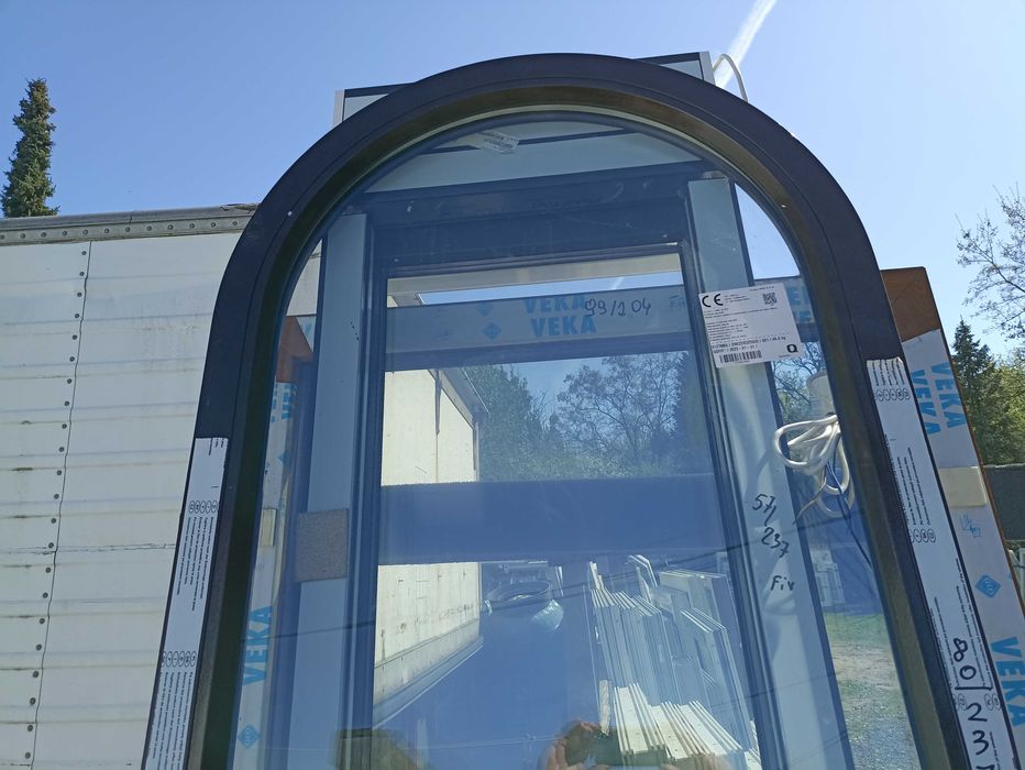 Okno łukowe pc fix 80/237  brąz