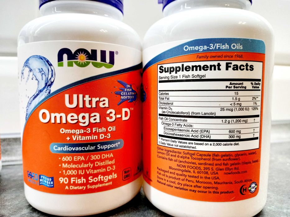 Now Foods, Ultra Omega 3-D (90-180 капс.), омега-3 концентрат 600/300