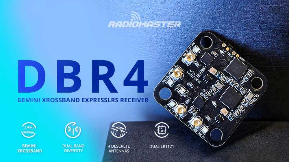 NEW Приймач RadioMaster DBR4 915 + 2.4 ELRS tx12 tx16s boxer es900rx