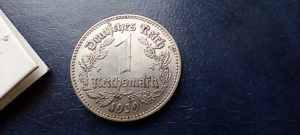 Stare monety Medal 1 marka 1939 E Niemcy piękna