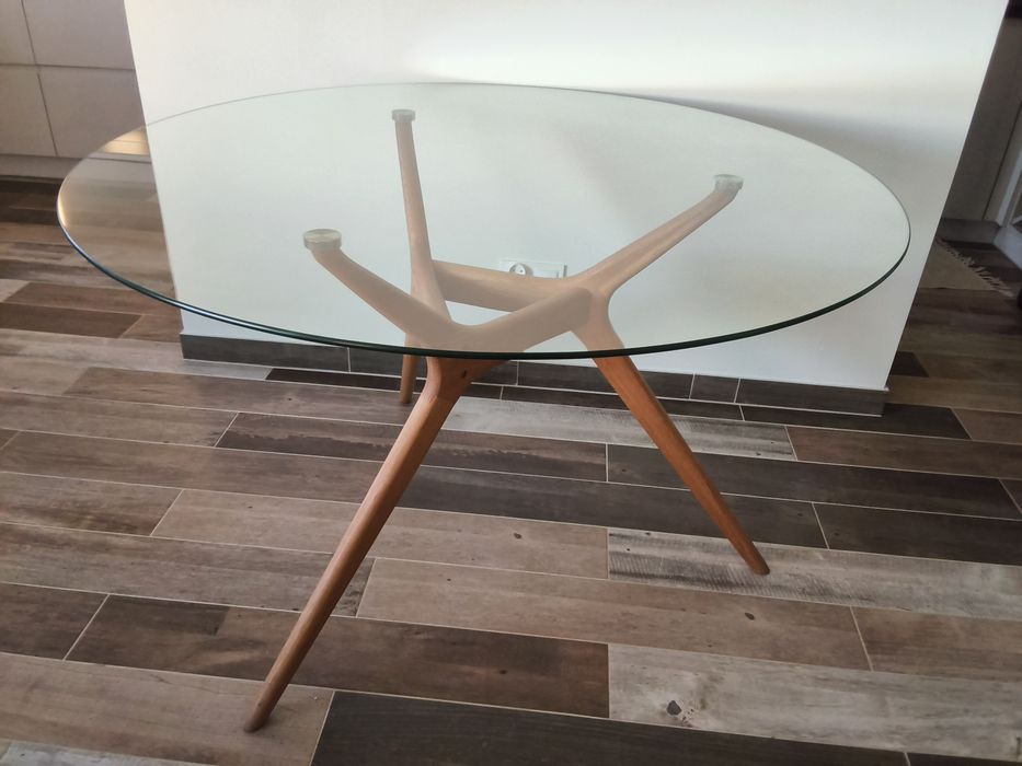 Stół okrągły szklany blat 120cm Halmar