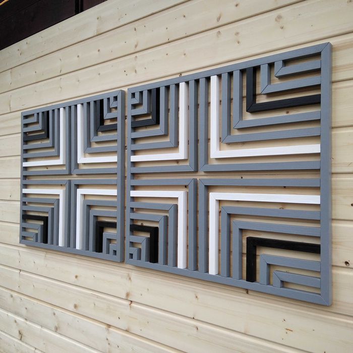 Dyptyk 2- częściowy ażurowy obraz z drewna 142 x 63 cm.