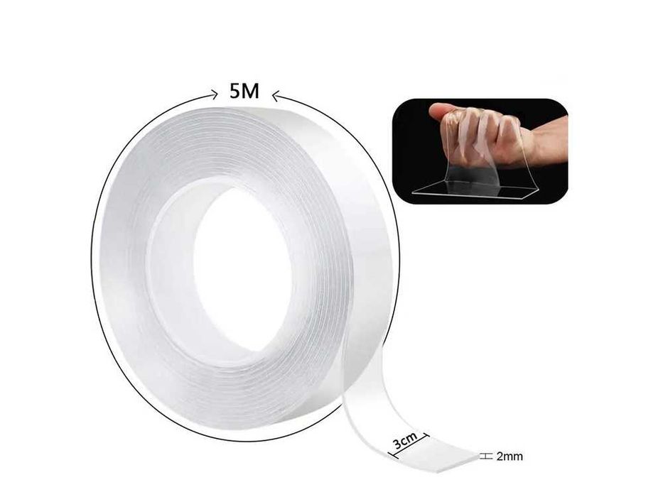 Mocna przezroczysta taśma dwustronna nano tape 5m