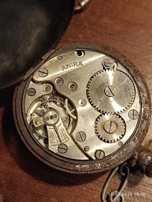 Relógio de bolso Suíço Cronômetro Anira Corrente de Prata 28 cm