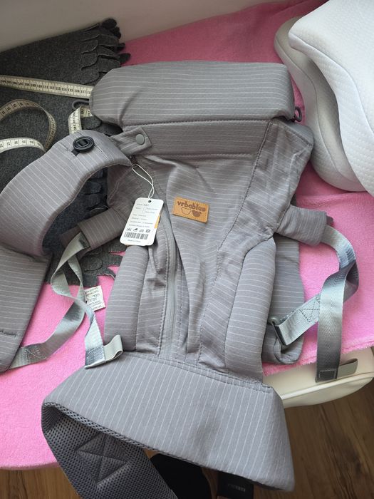 Nosidełko dla noworodków ergonomiczne extra miękkie szare Vrbabies