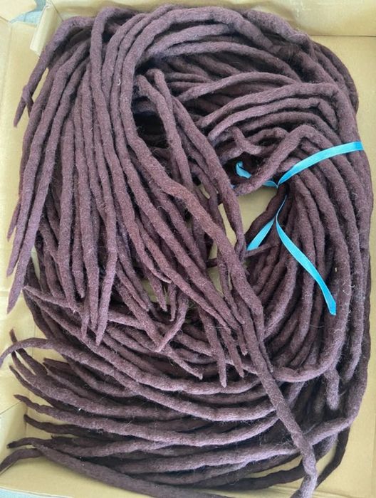Dredy burgundowe fioletowe handmade bawełniane fryzjerstwo