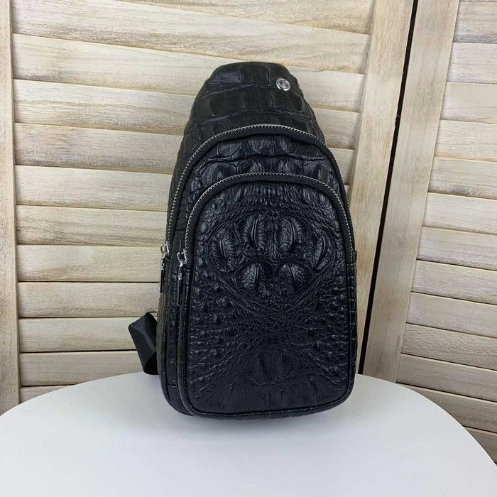 Мужская кожаная чоловіча шкіряна сумка барсетка бананка слинг из кожи