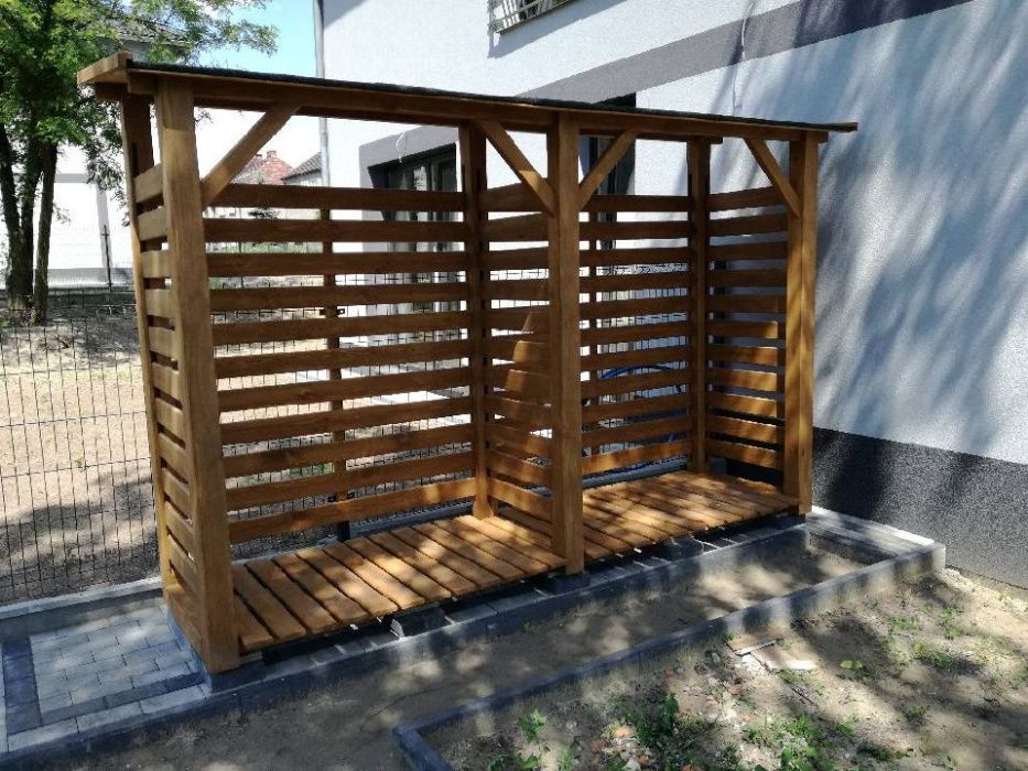 Drewutnia poszerzana 3,14 x 0,8m z dachem prostym jednospadowym