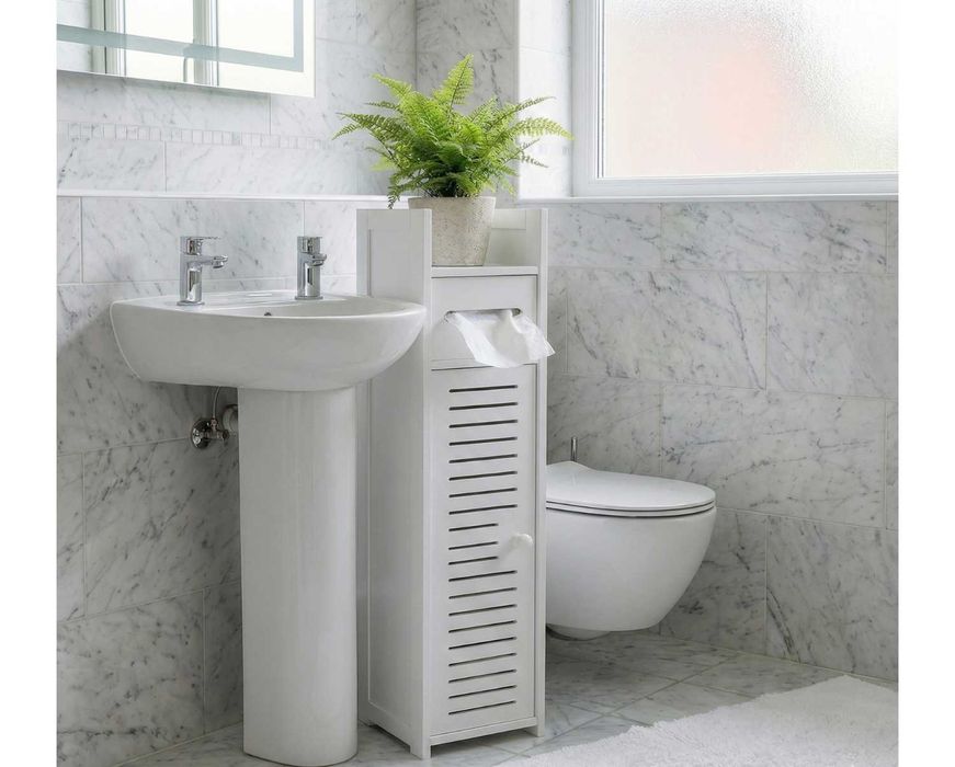 NOWA Szafka Łazienkowa Wąska na Papier Toaletowy Drzwiczki i Półki