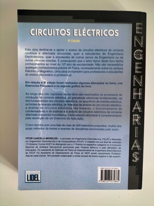 Livro 'Circuitos Eléctricos' - Vítor Meireles - 8.ª edição
