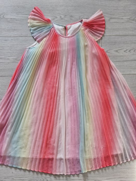 Sukienka H&M r. 128 plisowana tęczowa
