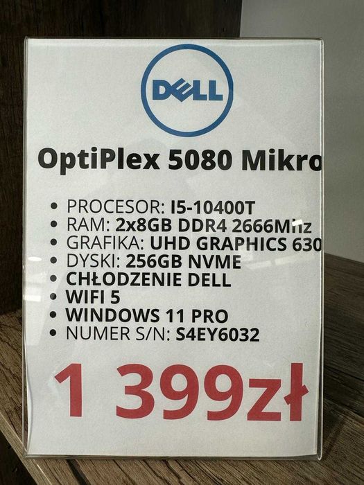 Komputer Dell OptiPlex 5080 Mikro i5-10400T/2x8GB/256GB/WIN gwarancja