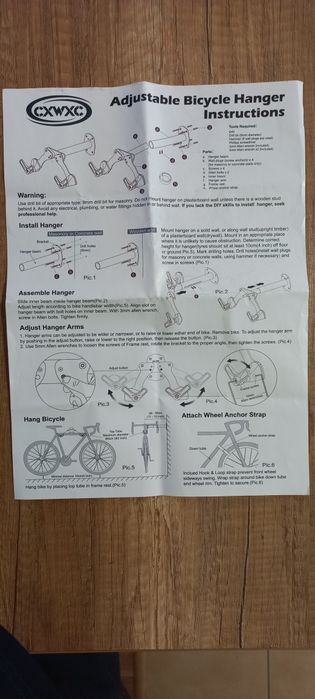 Regulowany uchwyt rowerowy na ścianę obciążenie 25kg