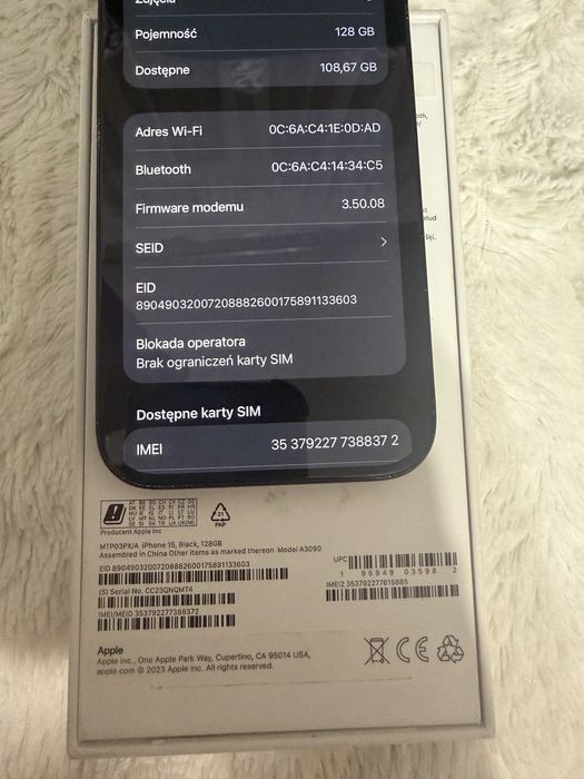 Iphone 15 czarny black 128GB