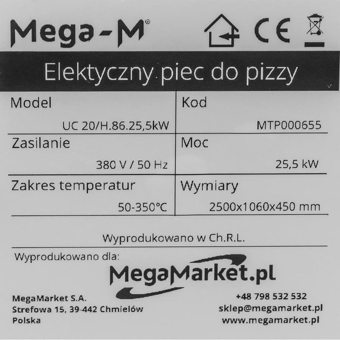 Piec do pizzy tunelowy Mega-M  na 20 pizz 46 cm nowy