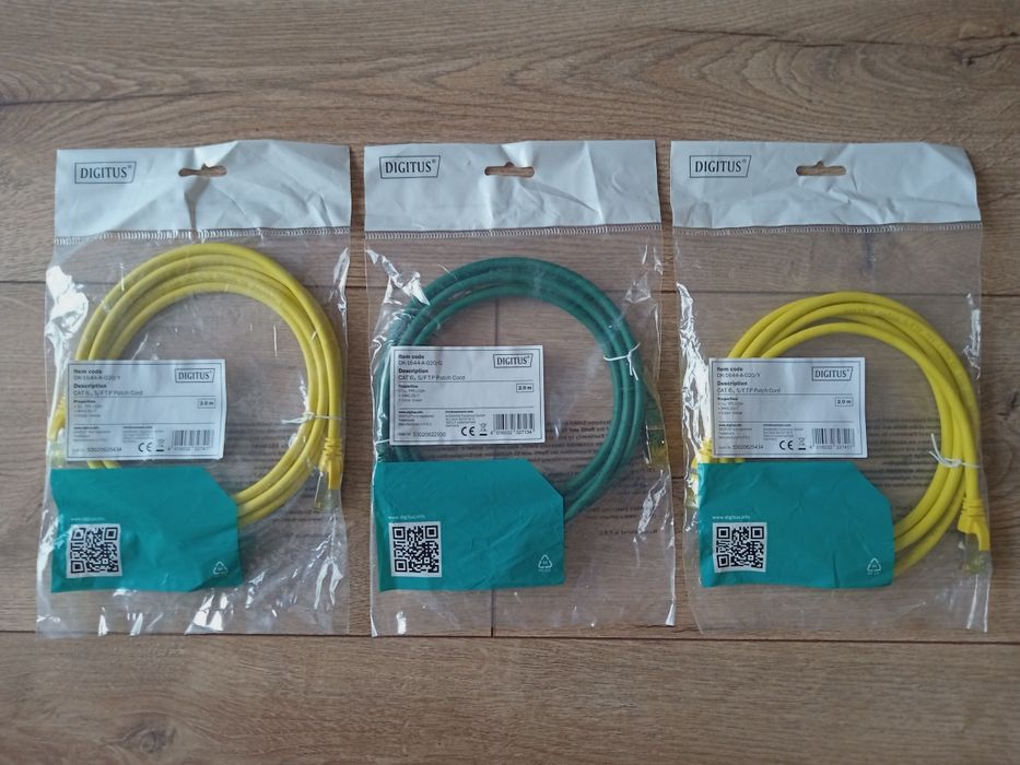 3x Patchcord 2m kat. 6A S/FTP 100% CU LSZH RJ45 Ethernet Digitus